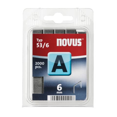 Punti per fissatrice tipo A 53/6 Novus silver - conf. 1800 pz - H205306